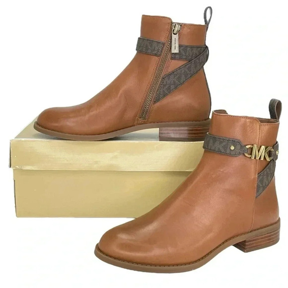 Michael Kors Farrah Saddle Leather Womens Ankle Boots Size 5M - Picture 1 of 13